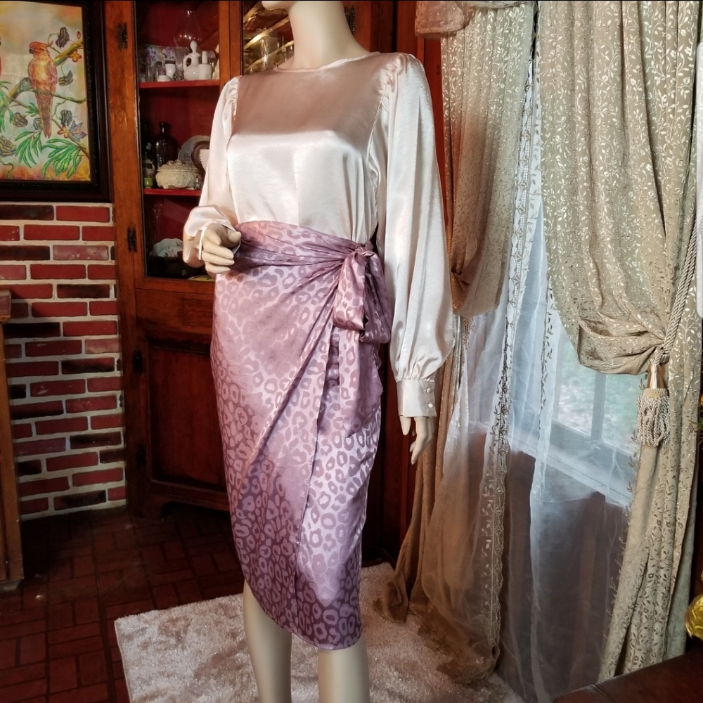 Mauve, Jacquard, Leopard Wrap Skirt - Picture 13 of 16